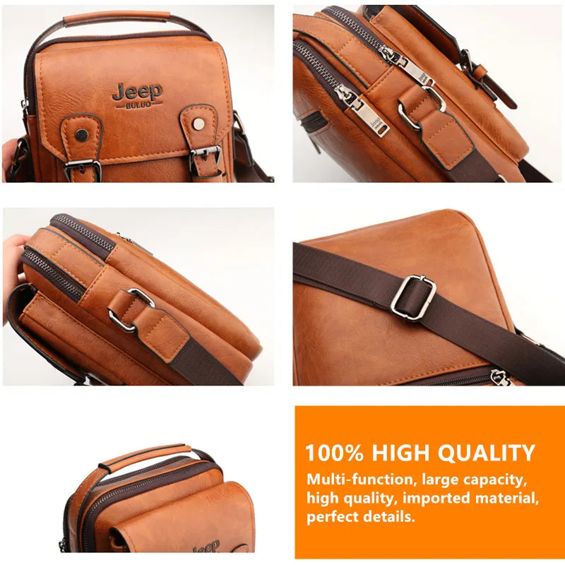 👜 Sac Homme Multi-fonction JEEP BULUO – Grand Sac à Bandoulière en Cuir