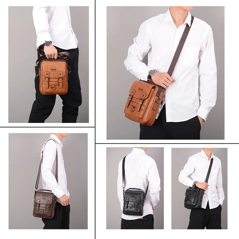 👜 Sac Homme Multi-fonction JEEP BULUO – Grand Sac à Bandoulière en Cuir