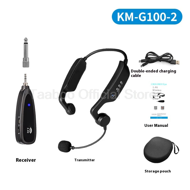 🎤 Microphone Sans Fil 70m – Casque Headset Directionnel pour Présentations et Enseignement