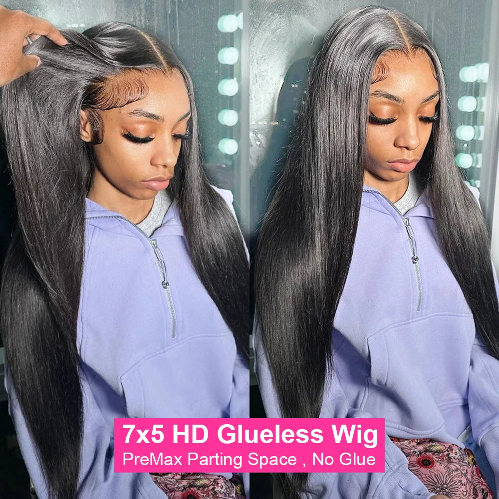 ✨ Perruque Brésilienne 100% Cheveux Humains – 13x4 Frontal HD + 7x5 Closure ✨