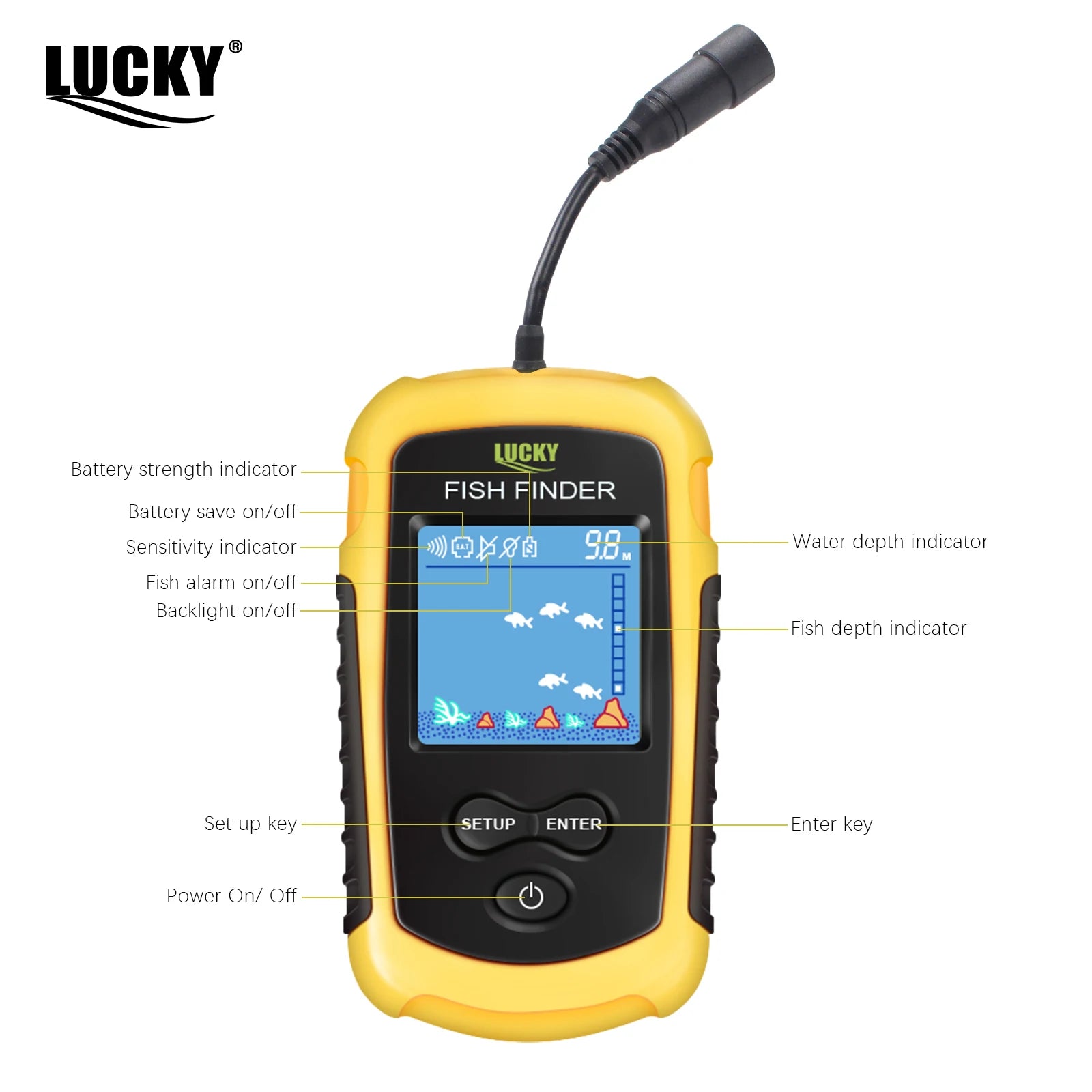 🎣 Sonar Portable FFC1108-1 – Détecteur de Poissons 100m avec Alarme