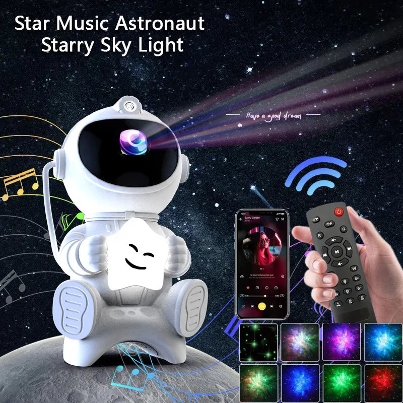 🌌 Projecteur LED Galaxie Astronaute – Veilleuse & Haut-Parleur Bluetooth 🎶✨