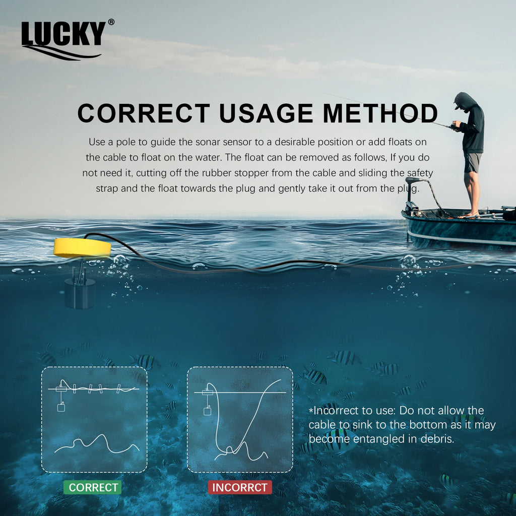 🎣 Sonar Portable FFC1108-1 – Détecteur de Poissons 100m avec Alarme