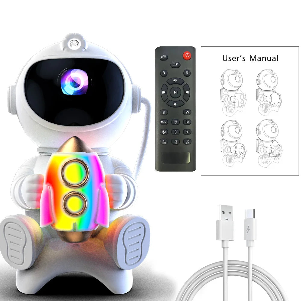 🌌 Projecteur LED Galaxie Astronaute – Veilleuse & Haut-Parleur Bluetooth 🎶✨