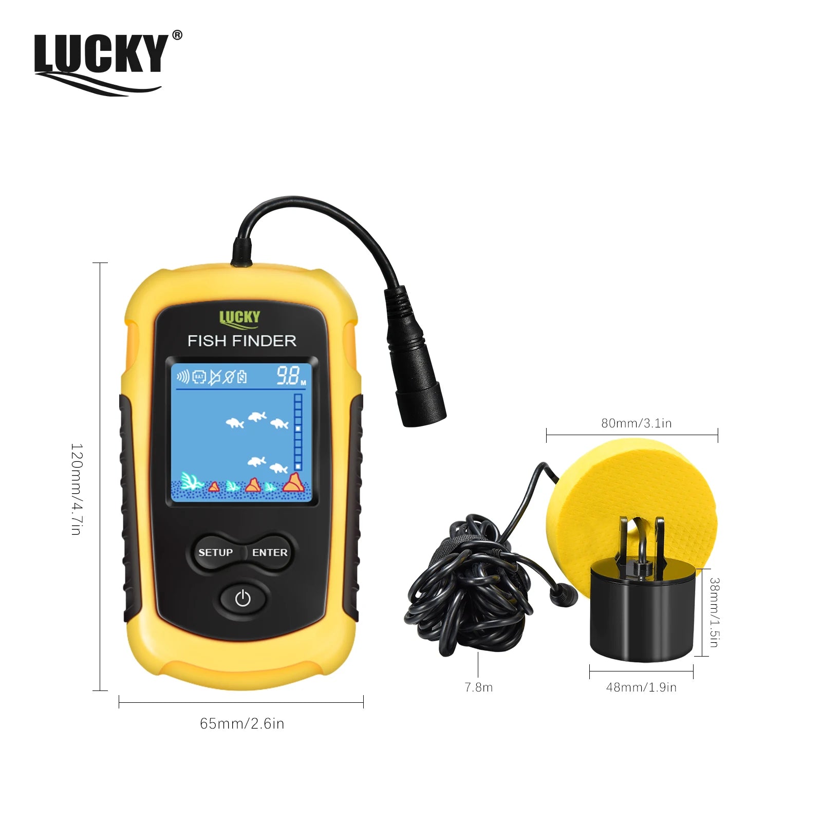 🎣 Sonar Portable FFC1108-1 – Détecteur de Poissons 100m avec Alarme