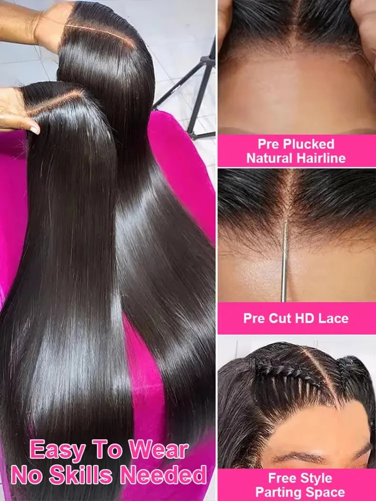 ✨ Perruque Brésilienne 100% Cheveux Humains – 13x4 Frontal HD + 7x5 Closure ✨