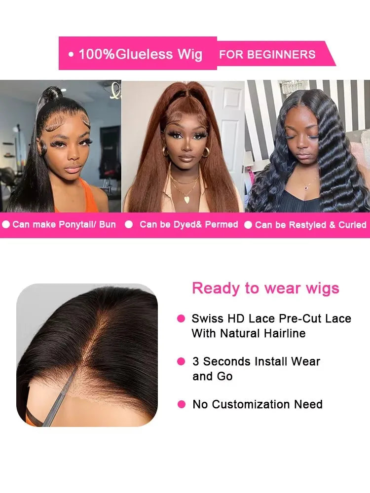 ✨ Perruque Brésilienne 100% Cheveux Humains – 13x4 Frontal HD + 7x5 Closure ✨