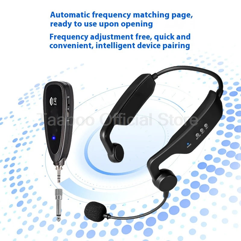 🎤 Microphone Sans Fil 70m – Casque Headset Directionnel pour Présentations et Enseignement