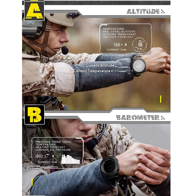 ⌚ Montre Sport Homme NORTH EDGE – Numérique, Étanche 50m, Altimètre et Boussole